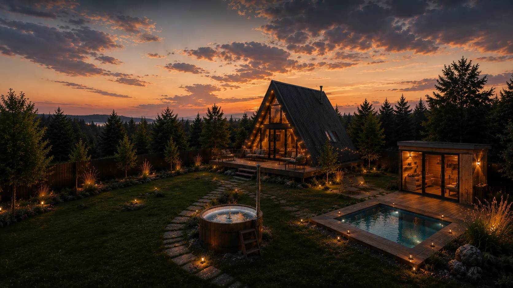 A-frame домик рядом с лесом